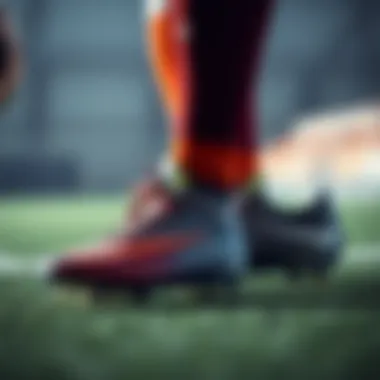 Detailed view of football boots showcasing advanced technology