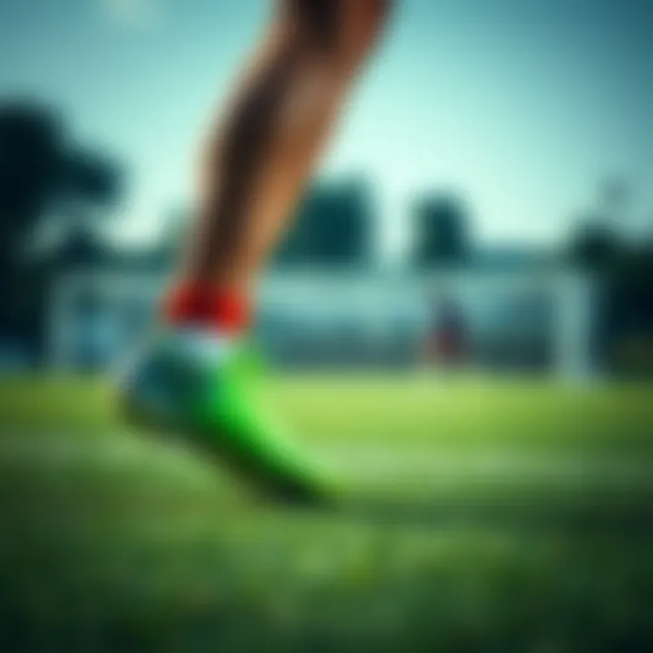 Athlete wearing Adidas green cleats in action on the field