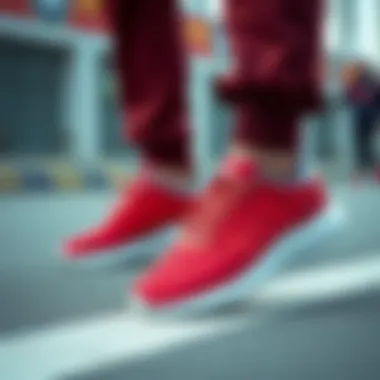 Dynamic lifestyle showcasing Adidas sneakers in action