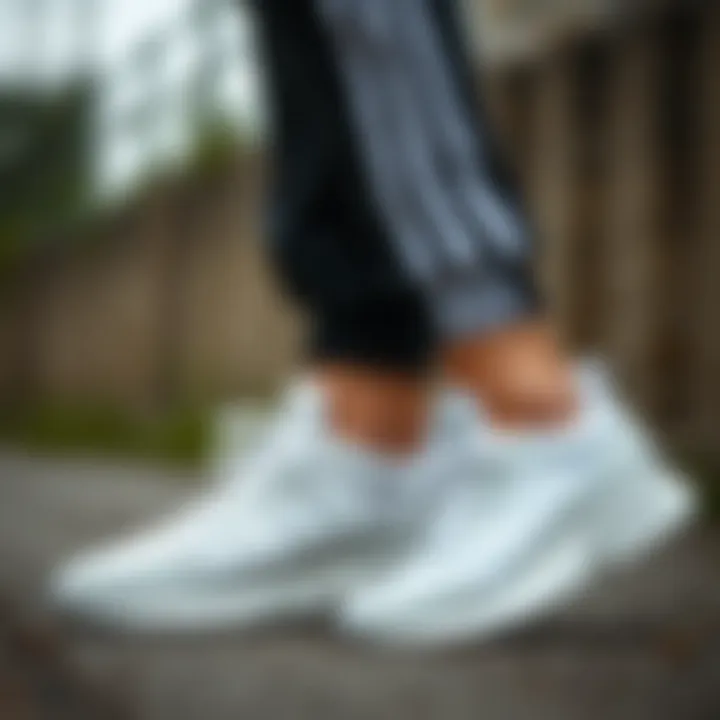 Adidas sneakers paired with sporty attire