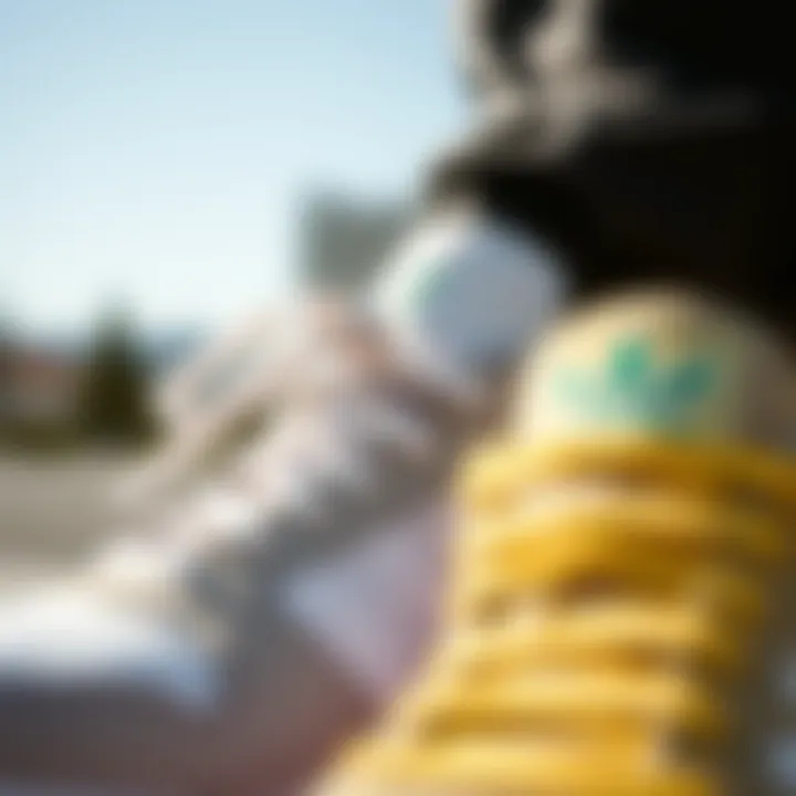 Close-up of technical features on Adidas sneakers