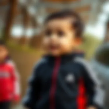 Adidas tracksuit on a playful baby