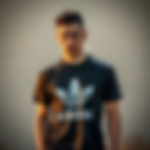 Stylish Adidas t-shirt on a model showcasing modern athletic fashion.