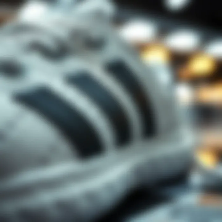 Unleashing Performance: Adidas White Footwear Close-up view of the performance features of Adidas white footwear.