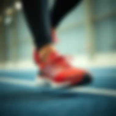 An athlete wearing sports slippers during training