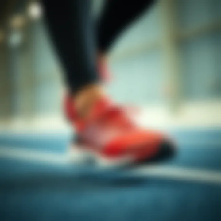 An athlete wearing sports slippers during training