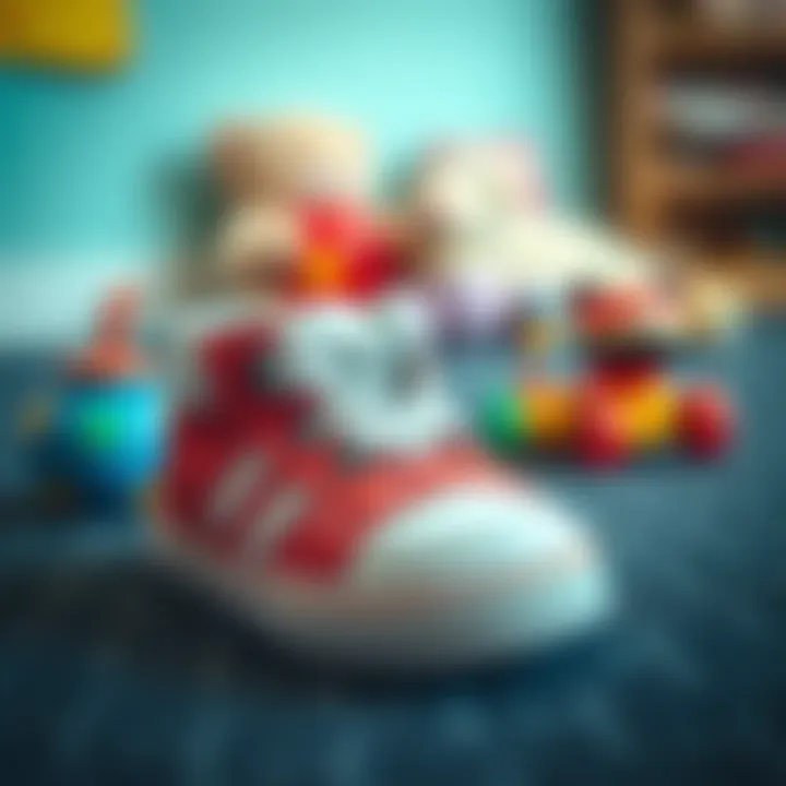 Playtime and Walking Development Toys and baby shoes illustrating the importance of play in walking development