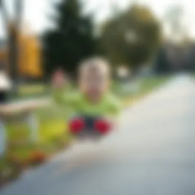 Playful Adventures in Jump Shoes A child happily wearing jump shoes while playing in a park.