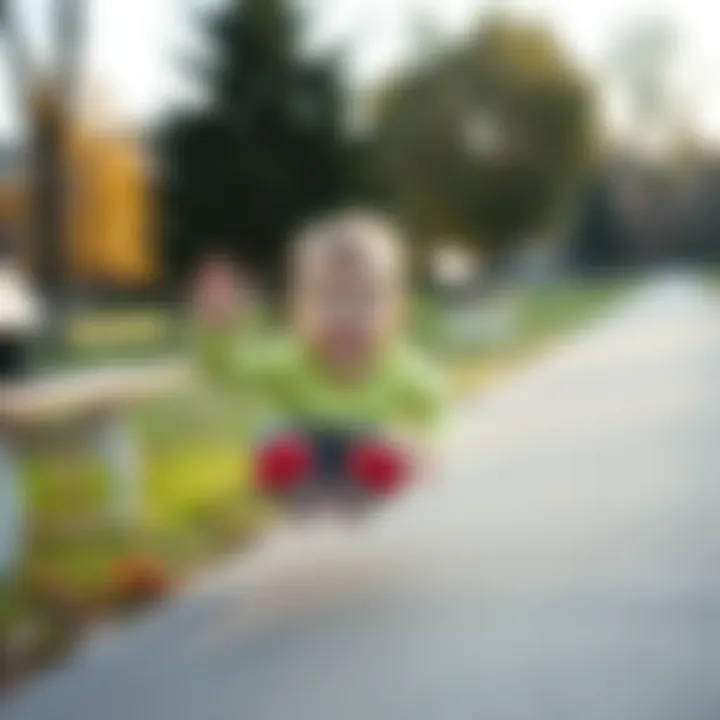 Playful Adventures in Jump Shoes A child happily wearing jump shoes while playing in a park.