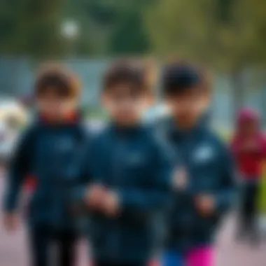 Active Children in Nike Jackets Children engaged in various activities wearing Nike jackets