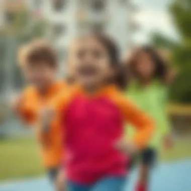 Joyful Engagement in Sportswear Children engaging in sportswear activities, expressing joy and energy