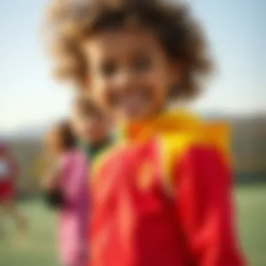 Dynamic Color Combinations in Children's Sportswear Combination of colors in sportswear for children, promoting fun and activity