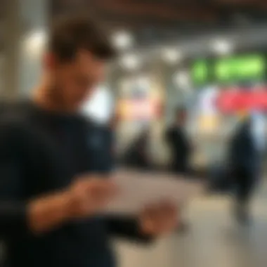 Customer Reviewing Return Instructions A frustrated customer looking at return instructions on their device.