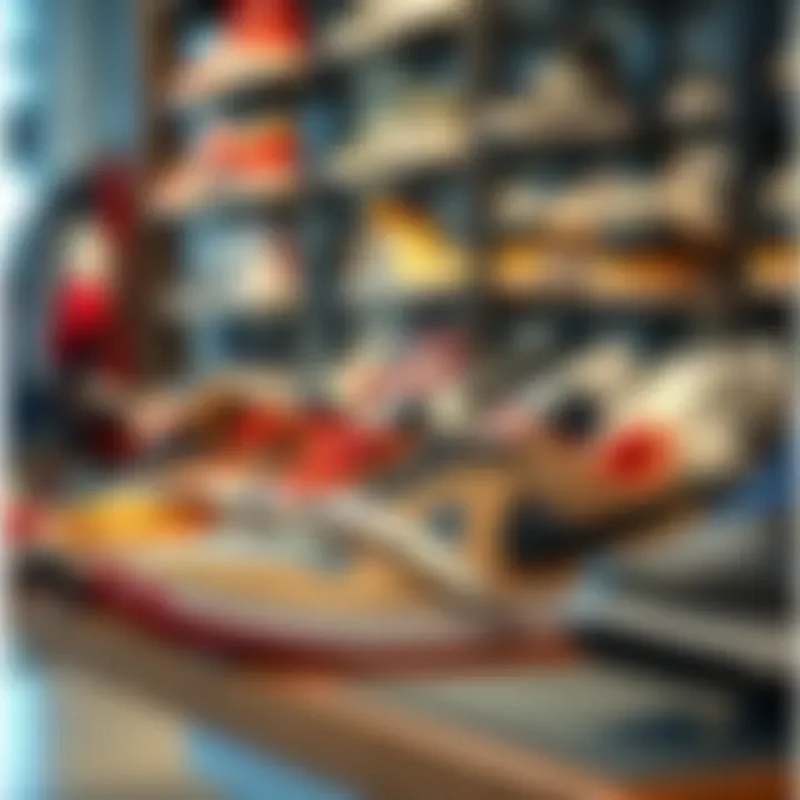 Diverse collection of air sports shoes on display