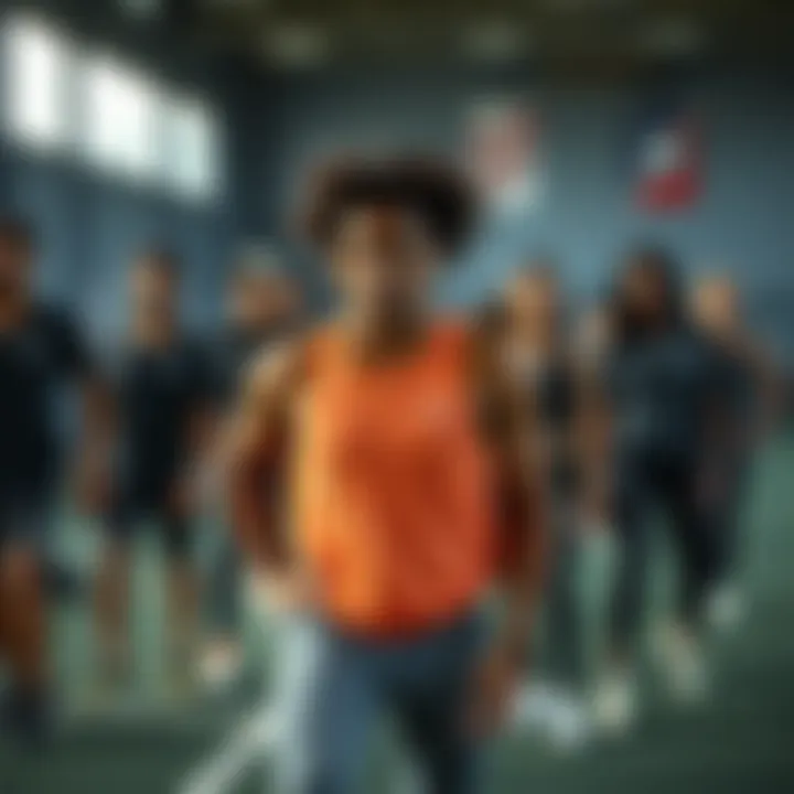 Group of diverse athletes wearing three X large sportswear during training session