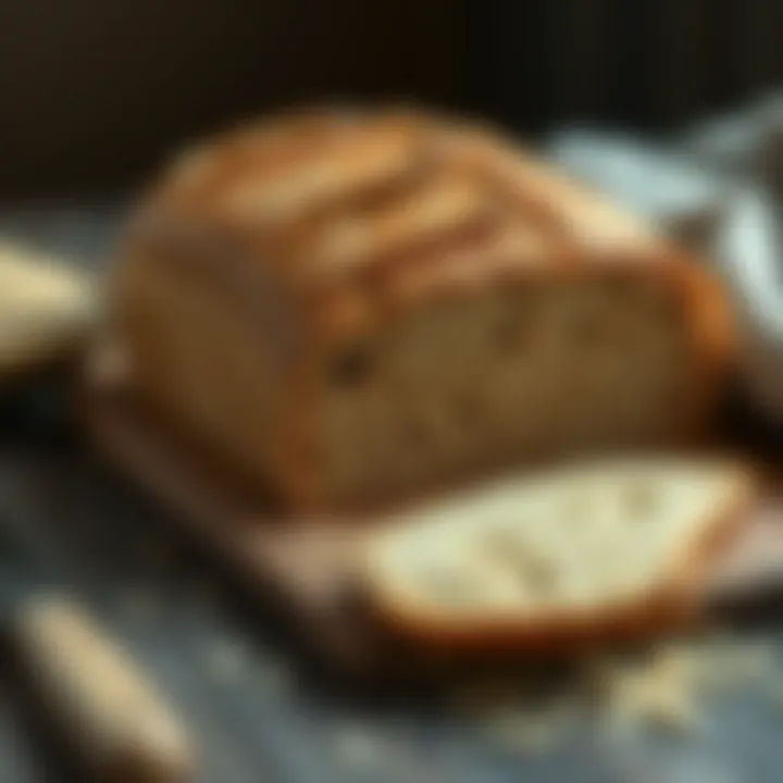 Freshly baked whole grain bread on a wooden table.