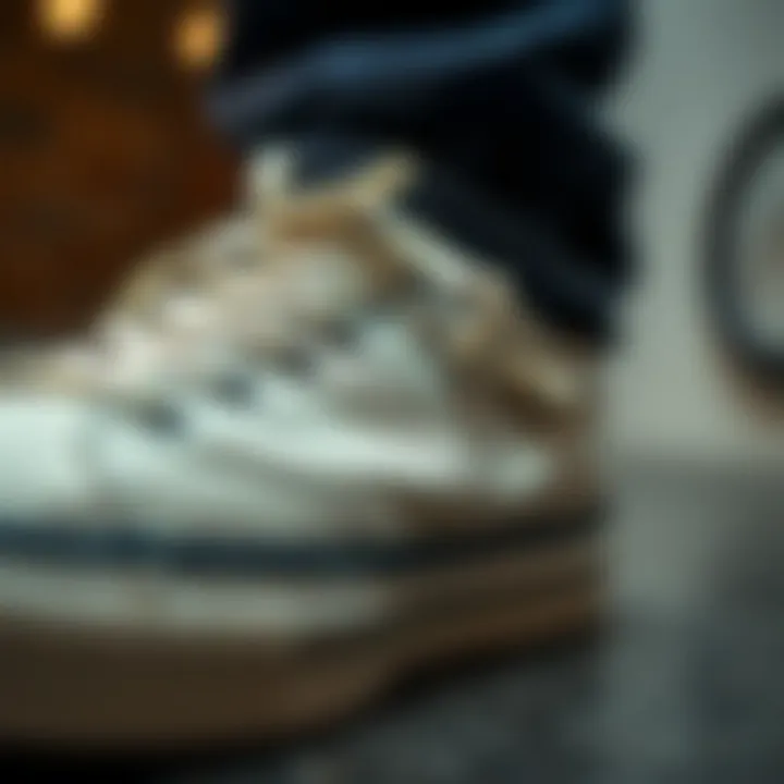 Close-up of fabric texture of canvas shoes