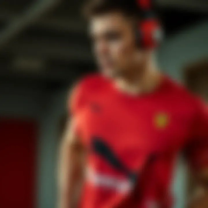 Performance Meets Style in Ferrari Puma T-Shirts Athlete wearing Ferrari Puma t-shirt during an intense workout