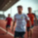 Ferrari Puma T-Shirts in Action Dynamic showcasing of Ferrari Puma t-shirts in an athletic environment