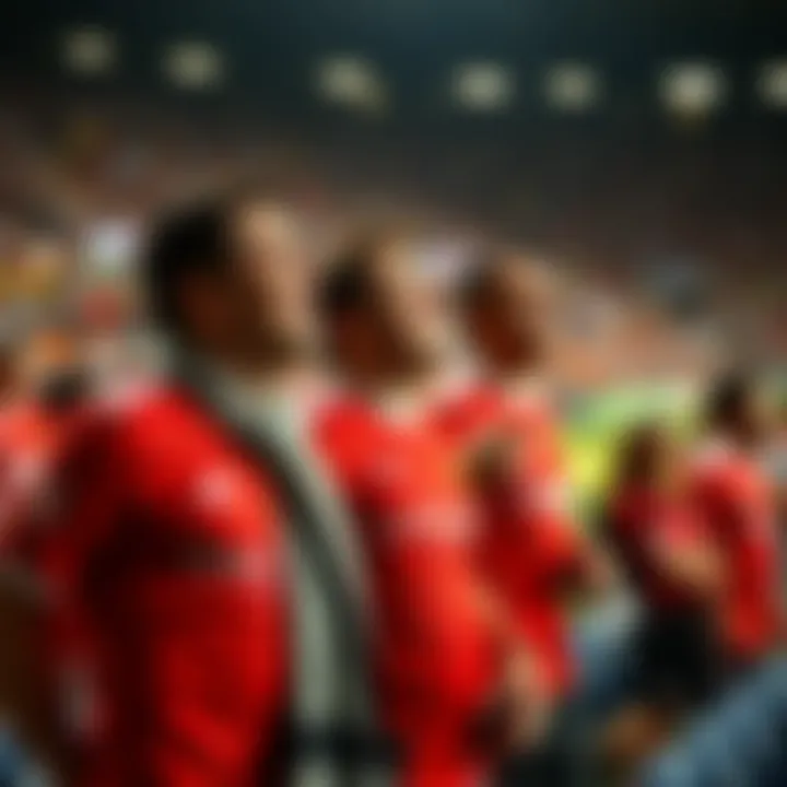 Fans passionately wearing Galatasaray jerseys at a football match