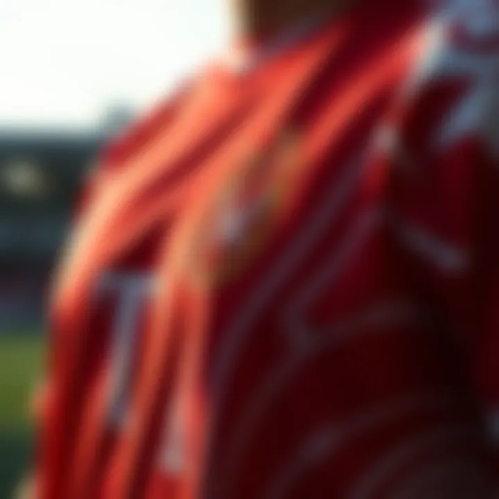 A close-up view of the Galatasaray jersey showcasing its vibrant colors and intricate design patterns.