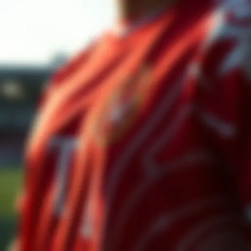 Intricate Design of Galatasaray Jersey A close-up view of the Galatasaray jersey showcasing its vibrant colors and intricate design patterns.