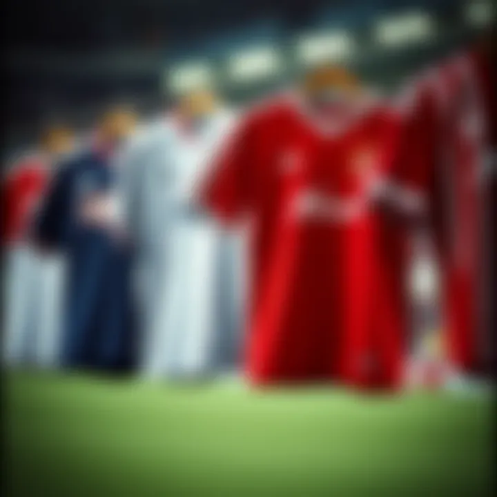 A collection of historical Galatasaray jerseys demonstrating the evolution of the team's uniform over the years.