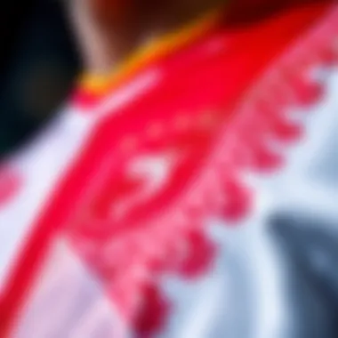 Close-up of the intricate design patterns on the Galatasaray jersey