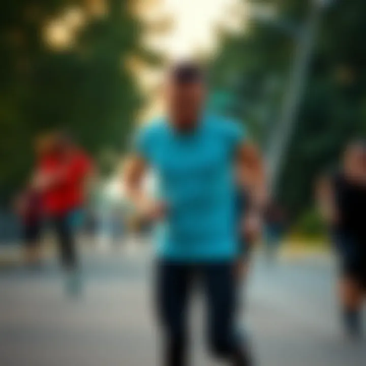 Dynamic scene of outdoor exercise and fitness