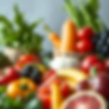 Colorful assortment of fresh fruits and vegetables