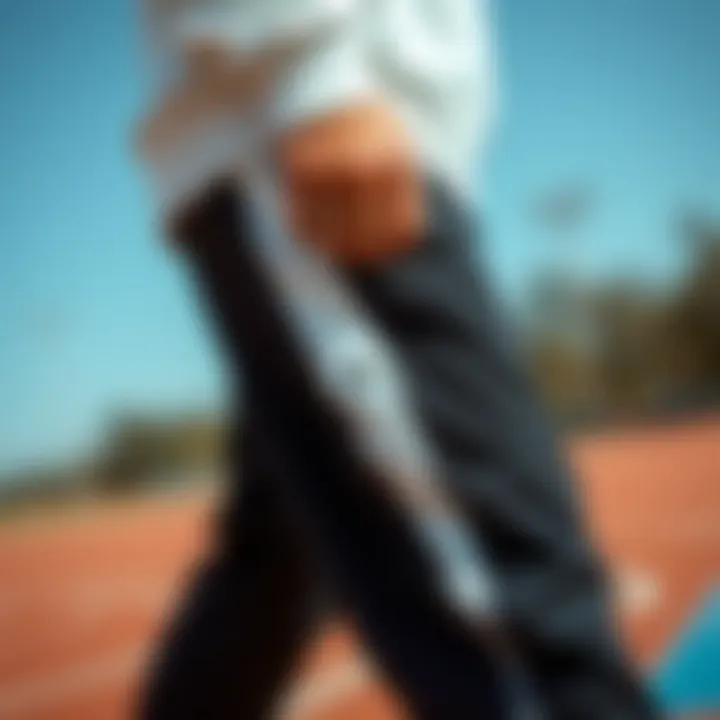 Close-up of Jordan Tracksuit Bottoms Design Details Close-up of the design details on Jordan tracksuit bottoms