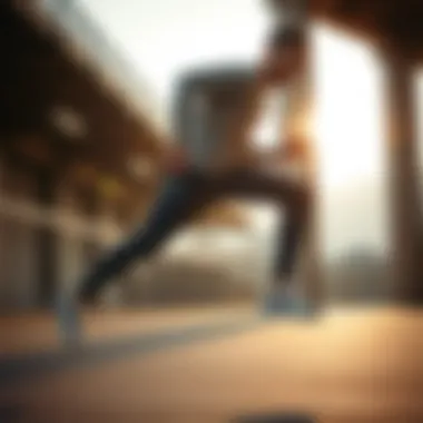 Dynamic athlete in motion wearing Jordan sweatpants