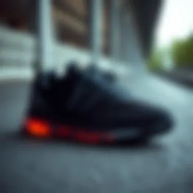 Sleek black sports shoes highlighting design elements