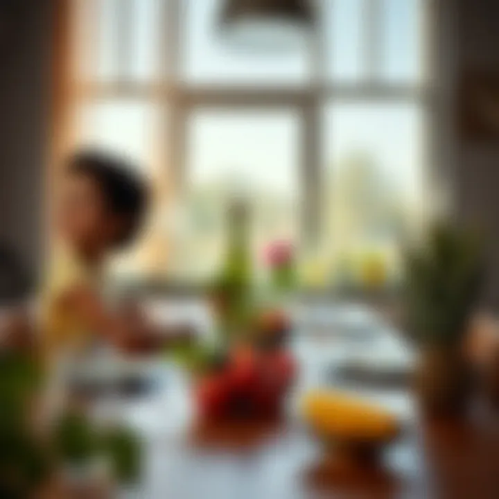 A serene environment promoting mindfulness during meals