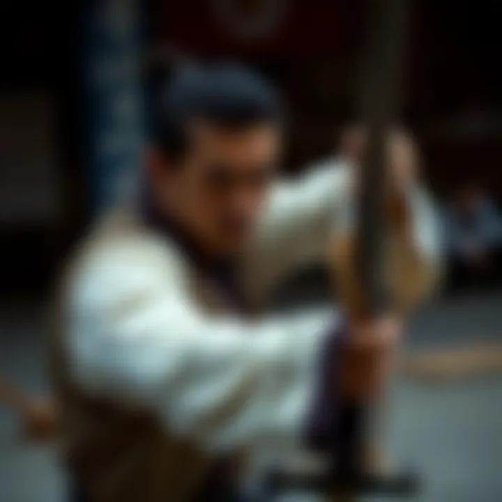 A skilled practitioner demonstrating sword techniques