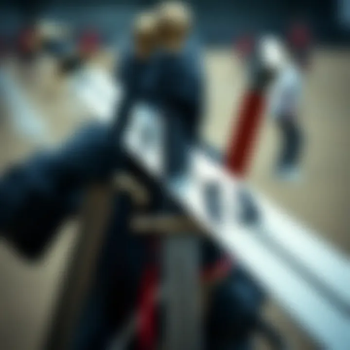 A detailed view of various sword types used in competitions