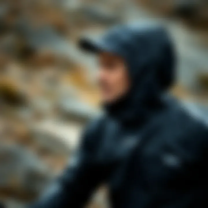 Athlete in Action with Kinetix Rain Jacket An athlete wearing a Kinetix rain jacket during an outdoor activity.