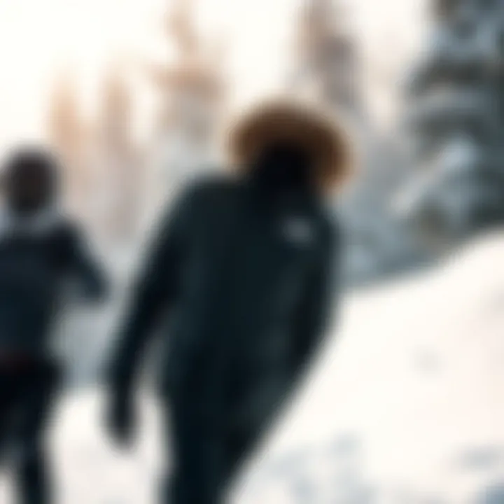 A stylish North Face parka displayed against a snowy backdrop, highlighting its design and functionality.