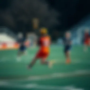 Dynamic Play in Lacrosse Lacrosse field showcasing players in action