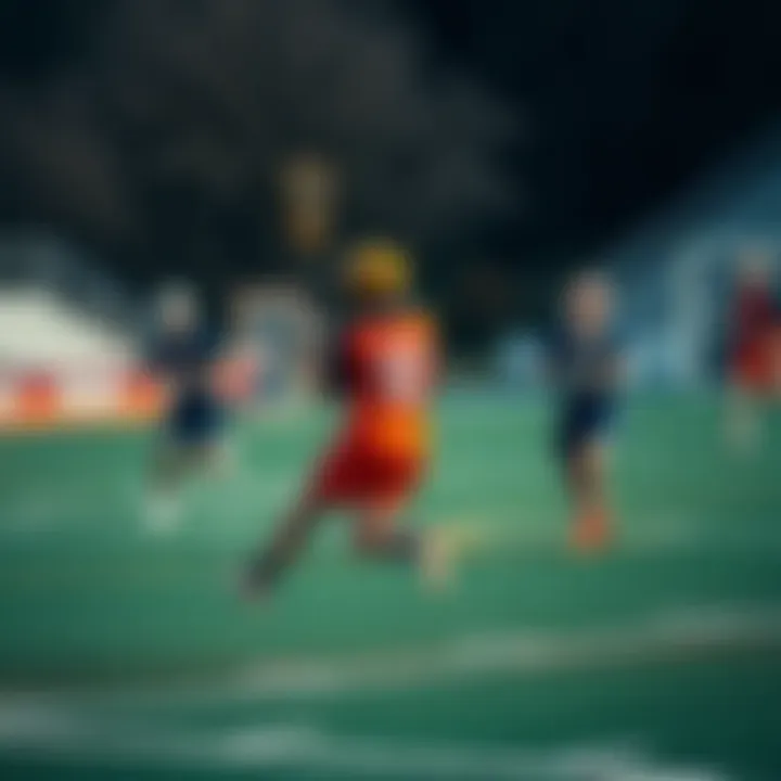 Dynamic Play in Lacrosse Lacrosse field showcasing players in action