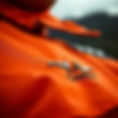 Close-up of the fabric texture of an outdoor jacket