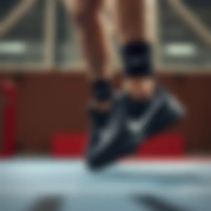 Athlete demonstrating performance in Nike black shoes