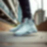 Stylish white Nike basketball shoes in an urban setting