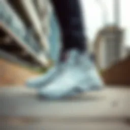 Stylish white Nike basketball shoes in an urban setting