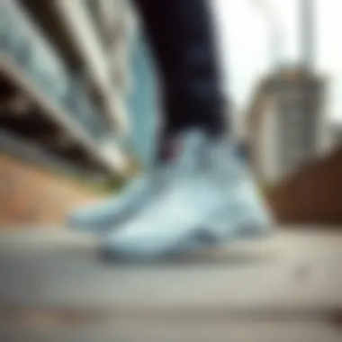 Stylish white Nike basketball shoes in an urban setting