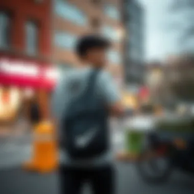 Functional Nike black bag in an urban setting