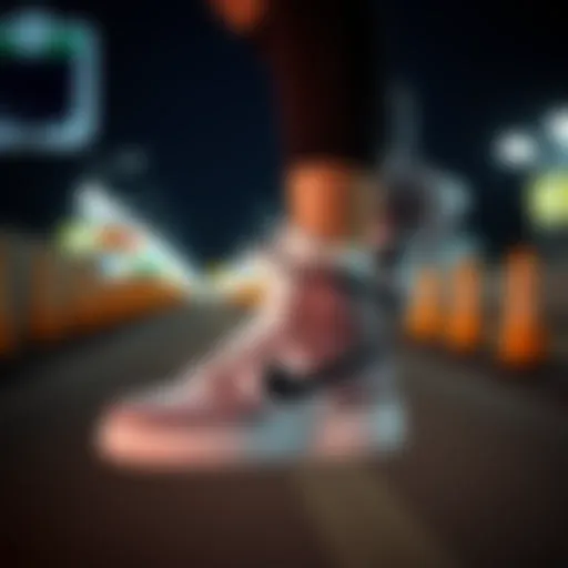 Stylish woman wearing high-top sports shoes during an urban workout