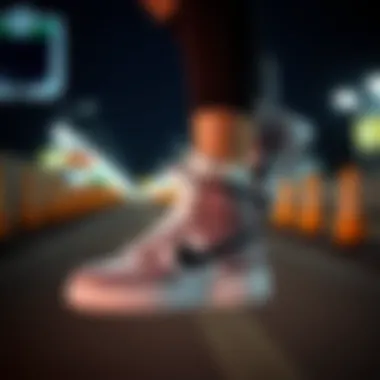 Urban Workout Elegance with Nike High-Top Sports Shoes Stylish woman wearing high-top sports shoes during an urban workout