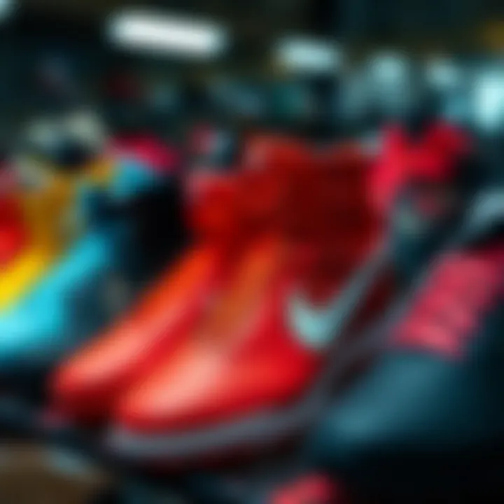 Nike boots in different colors and styles on display