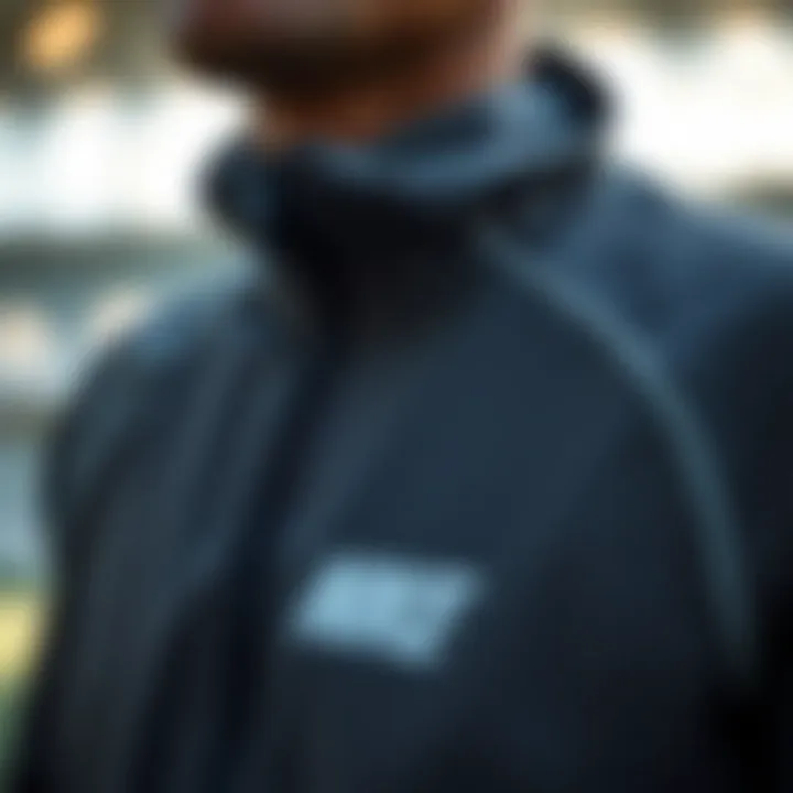 Detailed Fabric and Design of Nike Pro Tracksuit Close-up of fabric texture and design elements of Nike Pro tracksuit